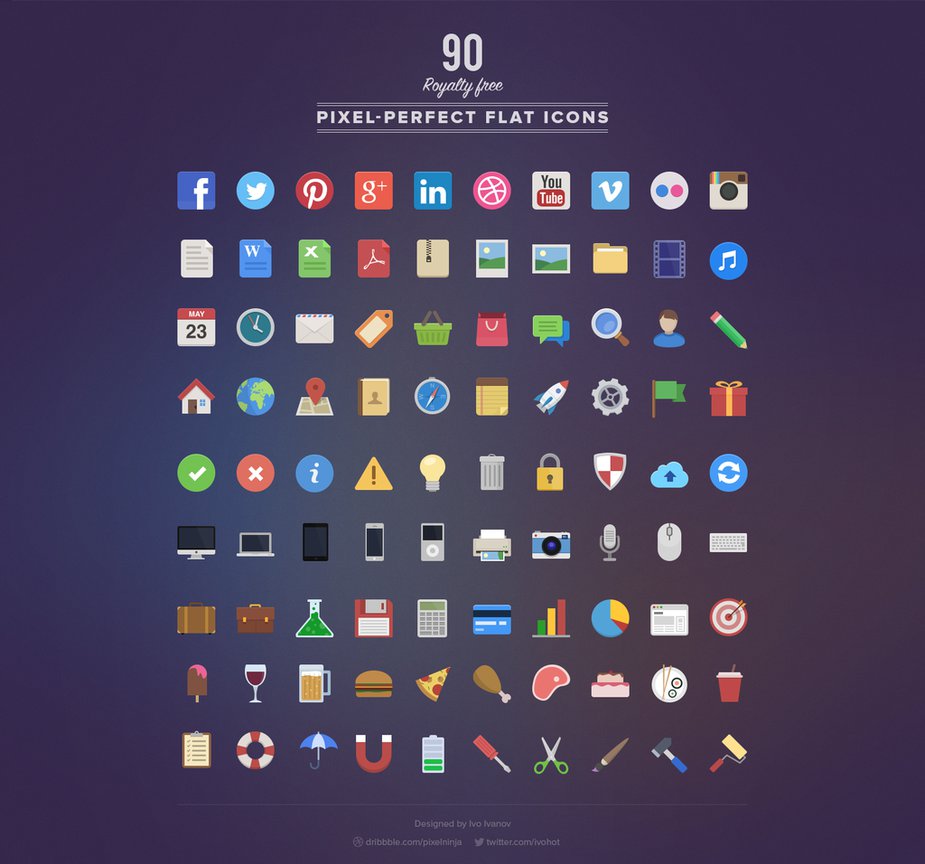 90 Royalty Free Flat Icons